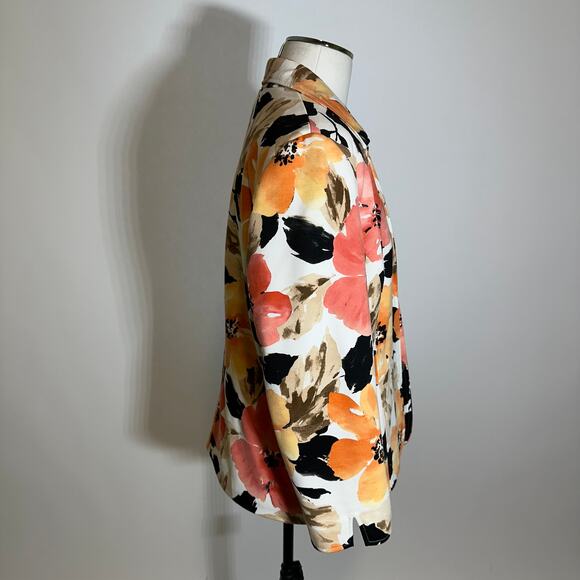NWT Alfred Dunner Peach Tropical Floral Blazer Suit Jacket Womens Size 8 Career - Picture 3 of 11